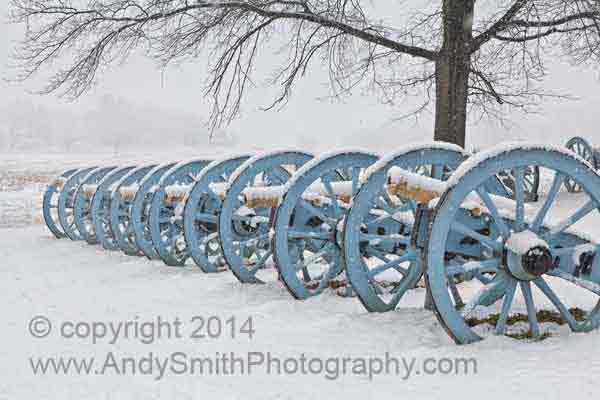 ‌Line of Cannons in Winter at Valley Forge